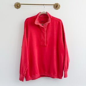 Aerie Red Oversized Quarter-Snap Sweatshirt